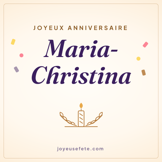 Image carrée « Joyeux anniversaire Maria-Christina » pour WhatsApp