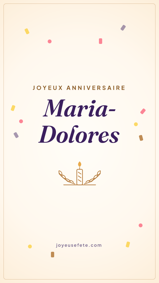 Image « Joyeux anniversaire Maria-Dolores » au format story