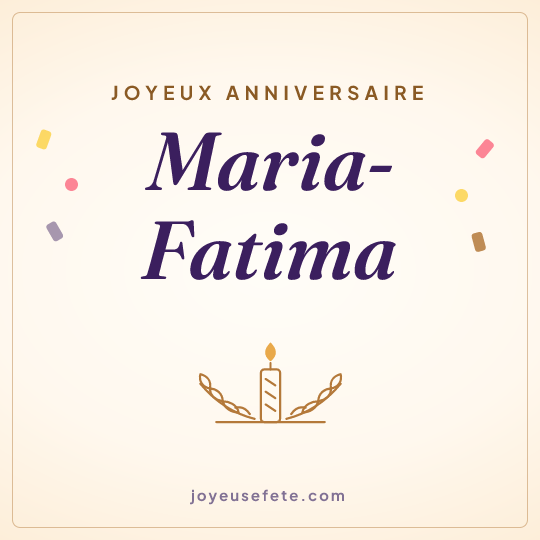 Image carrée « Joyeux anniversaire Maria-Fatima » pour WhatsApp
