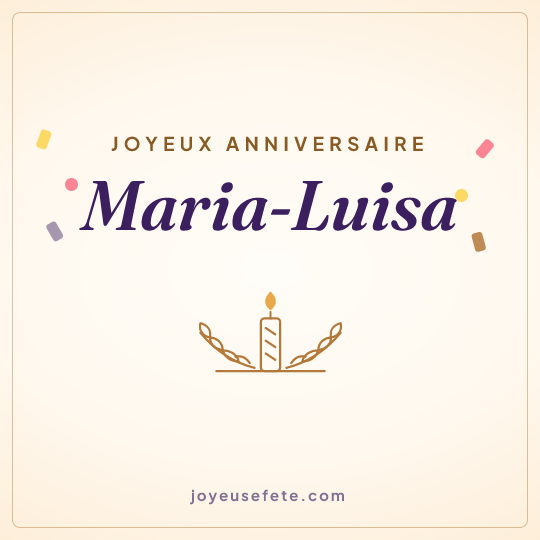 Image carrée « Joyeux anniversaire Maria-Luisa » pour WhatsApp