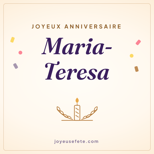 Image carrée « Joyeux anniversaire Maria-Teresa » pour WhatsApp