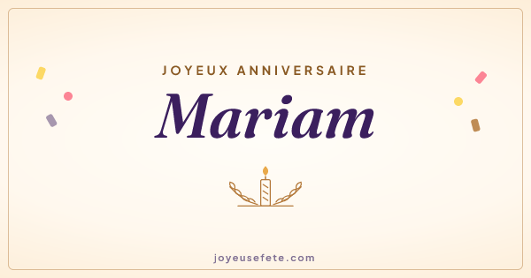 Image « Joyeux anniversaire Mariam » au format large