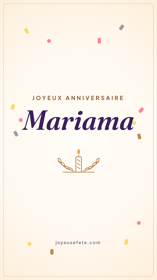 Image « Joyeux anniversaire Mariama » au format story