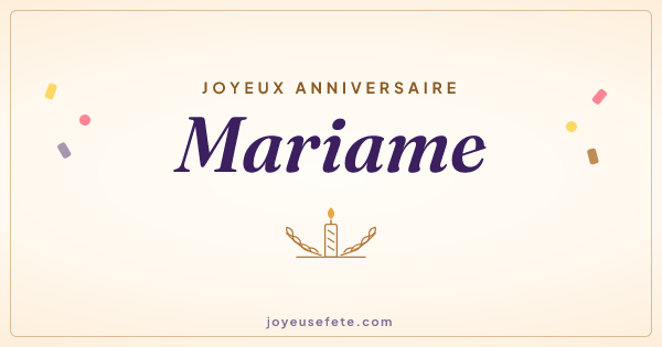 Image « Joyeux anniversaire Mariame » au format large