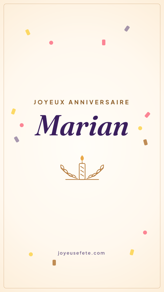 Image « Joyeux anniversaire Marian » au format story