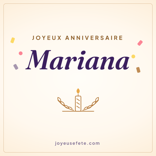 Image carrée « Joyeux anniversaire Mariana » pour WhatsApp