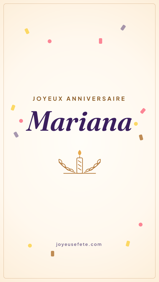 Image « Joyeux anniversaire Mariana » au format story