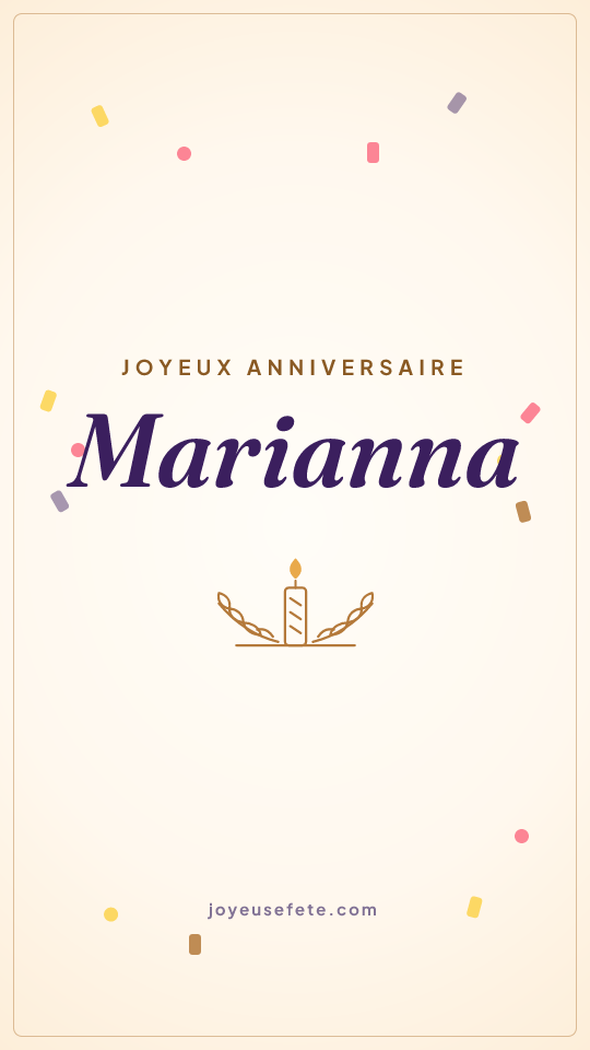 Image « Joyeux anniversaire Marianna » au format story