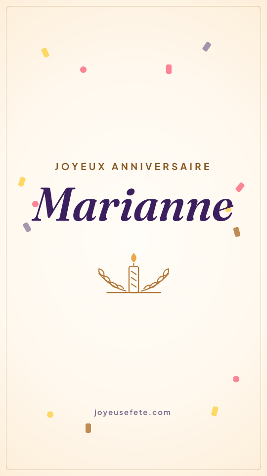 Image « Joyeux anniversaire Marianne » au format story
