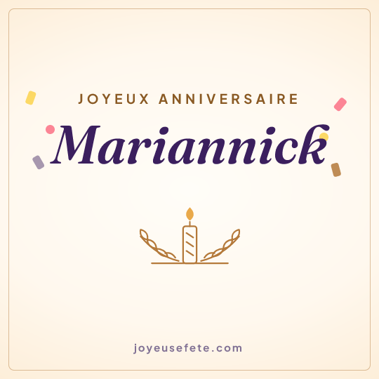 Image carrée « Joyeux anniversaire Mariannick » pour WhatsApp