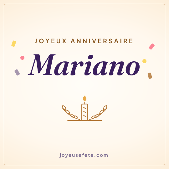 Image carrée « Joyeux anniversaire Mariano » pour WhatsApp