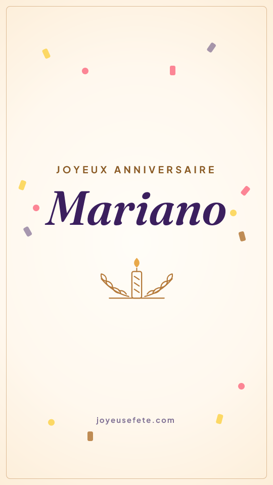 Image « Joyeux anniversaire Mariano » au format story