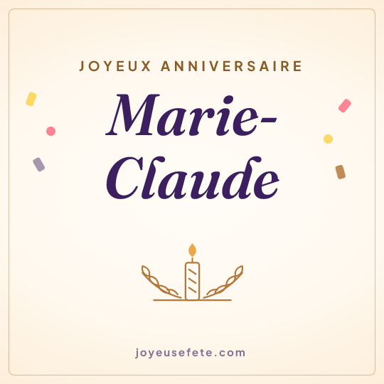 Image carrée « Joyeux anniversaire Marie-Claude » pour WhatsApp