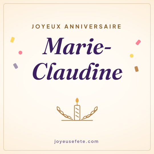 Image carrée « Joyeux anniversaire Marie-Claudine » pour WhatsApp