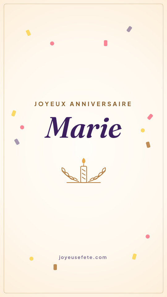 Image « Joyeux anniversaire Marie » au format story