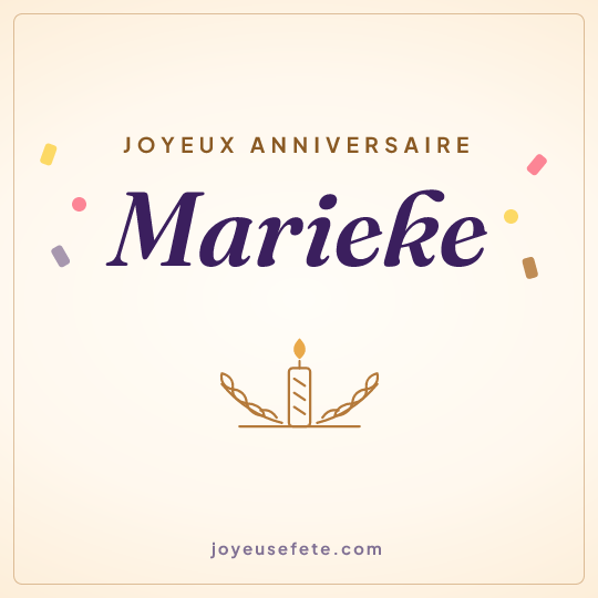 Image carrée « Joyeux anniversaire Marieke » pour WhatsApp