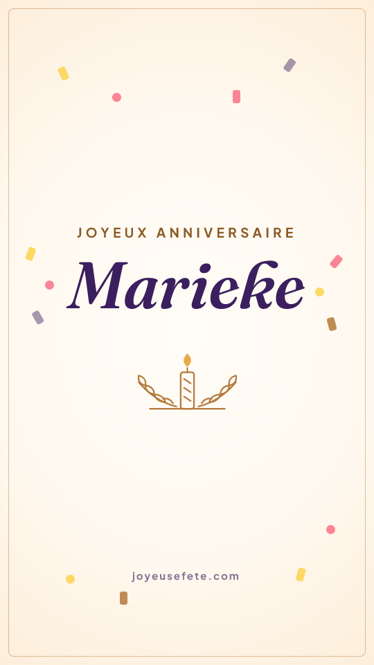 Image « Joyeux anniversaire Marieke » au format story