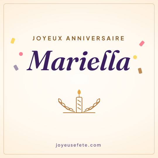 Image carrée « Joyeux anniversaire Mariella » pour WhatsApp