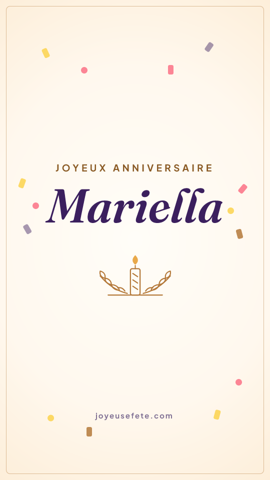 Image « Joyeux anniversaire Mariella » au format story