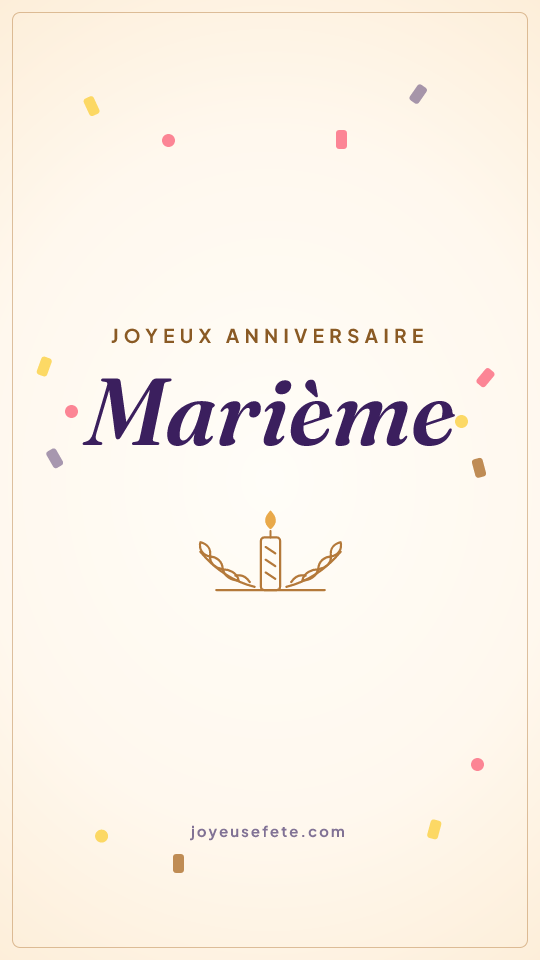 Image « Joyeux anniversaire Marième » au format story