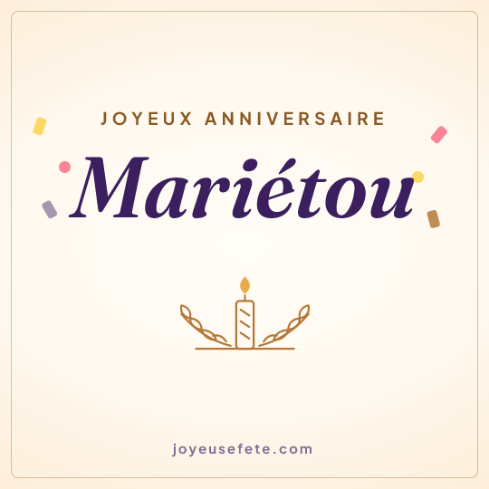 Image carrée « Joyeux anniversaire Mariétou » pour WhatsApp
