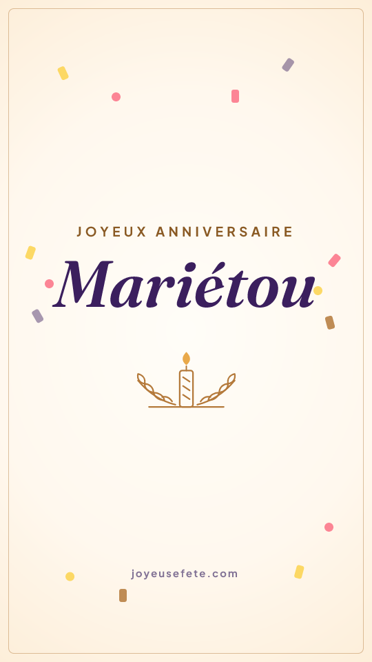 Image « Joyeux anniversaire Mariétou » au format story
