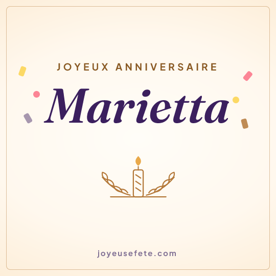 Image carrée « Joyeux anniversaire Marietta » pour WhatsApp