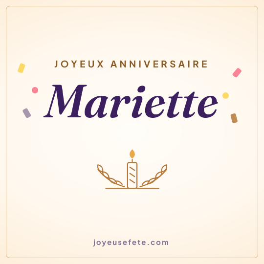 Image carrée « Joyeux anniversaire Mariette » pour WhatsApp