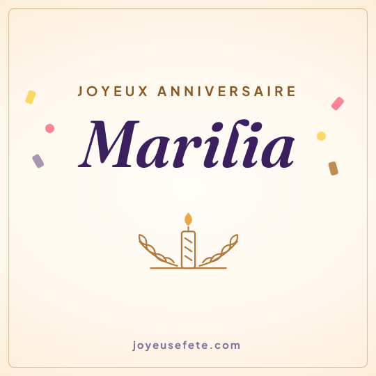 Image carrée « Joyeux anniversaire Marilia » pour WhatsApp