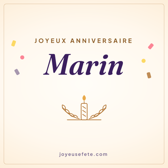 Image carrée « Joyeux anniversaire Marin » pour WhatsApp