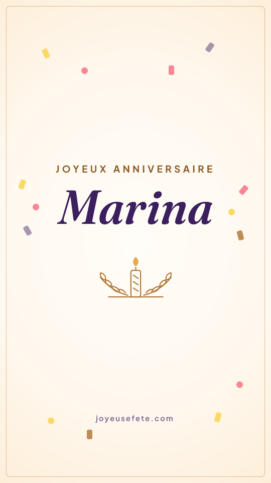 Image « Joyeux anniversaire Marina » au format story