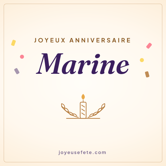 Image carrée « Joyeux anniversaire Marine » pour WhatsApp