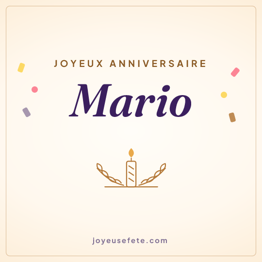 Image carrée « Joyeux anniversaire Mario » pour WhatsApp