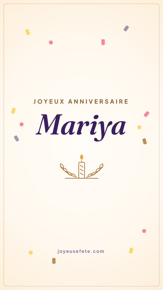 Image « Joyeux anniversaire Mariya » au format story