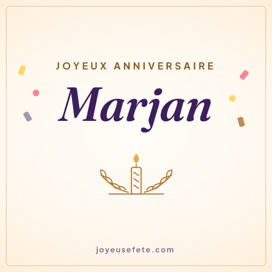 Image carrée « Joyeux anniversaire Marjan » pour WhatsApp