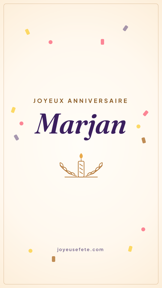Image « Joyeux anniversaire Marjan » au format story