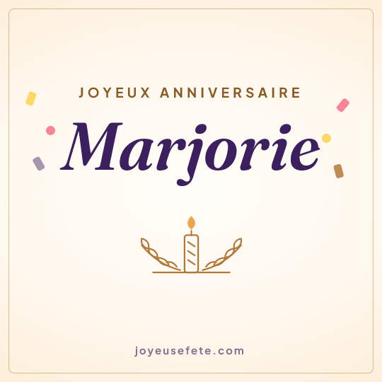 Image carrée « Joyeux anniversaire Marjorie » pour WhatsApp