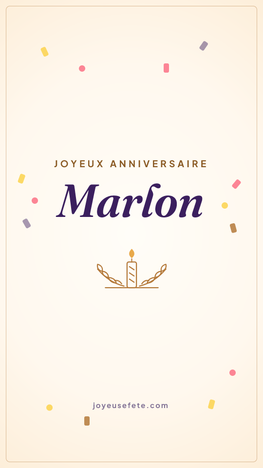 Image « Joyeux anniversaire Marlon » au format story