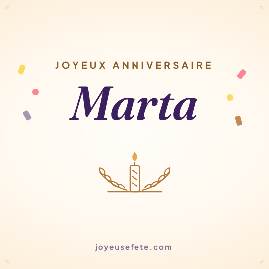 Image carrée « Joyeux anniversaire Marta » pour WhatsApp