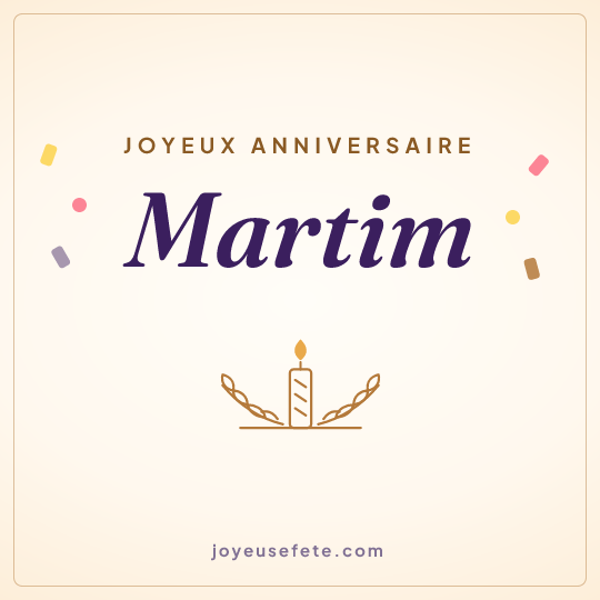 Image carrée « Joyeux anniversaire Martim » pour WhatsApp