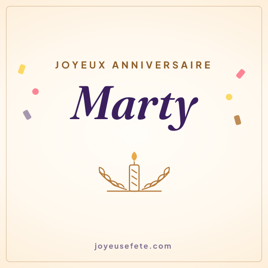 Image carrée « Joyeux anniversaire Marty » pour WhatsApp