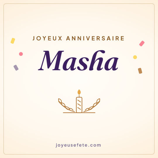 Image carrée « Joyeux anniversaire Masha » pour WhatsApp