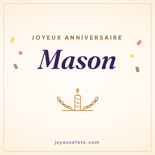 Image carrée « Joyeux anniversaire Mason » pour WhatsApp
