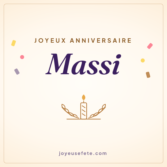 Image carrée « Joyeux anniversaire Massi » pour WhatsApp