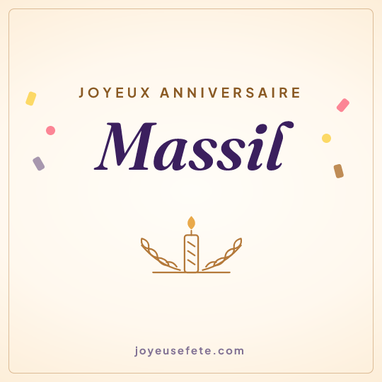 Image carrée « Joyeux anniversaire Massil » pour WhatsApp