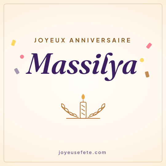 Image carrée « Joyeux anniversaire Massilya » pour WhatsApp