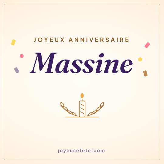 Image carrée « Joyeux anniversaire Massine » pour WhatsApp