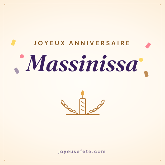Image carrée « Joyeux anniversaire Massinissa » pour WhatsApp