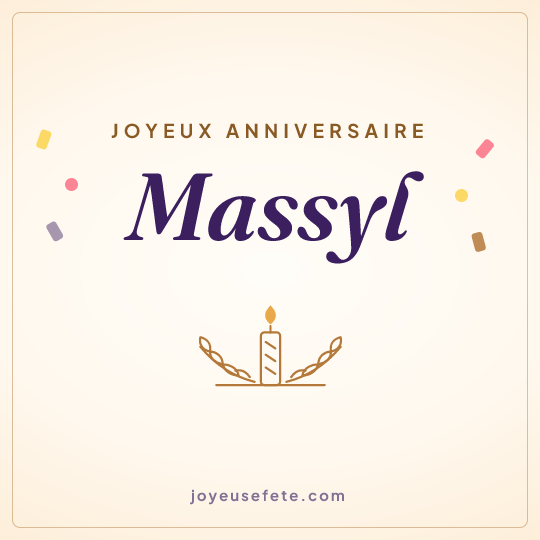 Image carrée « Joyeux anniversaire Massyl » pour WhatsApp