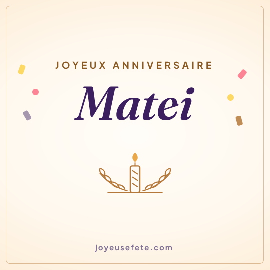Image carrée « Joyeux anniversaire Matei » pour WhatsApp